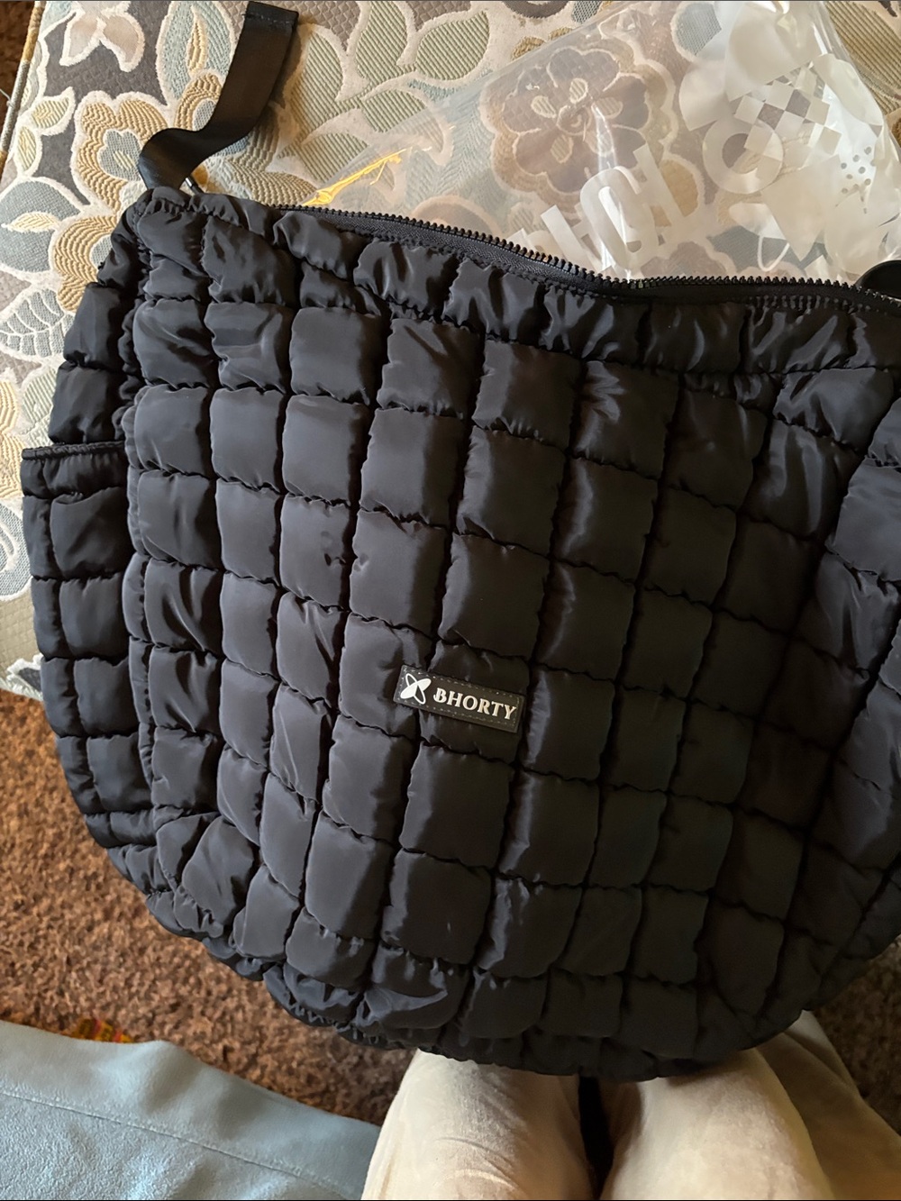 Black Quilted Tote Bag